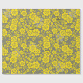 フローラルパターン15.イエロー.bグレーBG ラッピングペーパー (フラット)