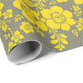 フローラルパターン15.イエロー.bグレーBG ラッピングペーパー (ロールコーナー)