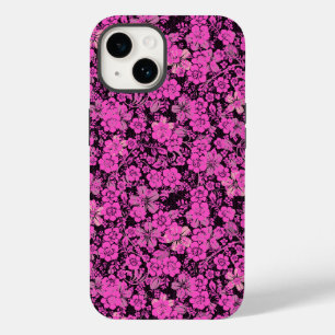 フローラルパターン15.ピンクブラックBG Case-Mate iPhone 14ケース