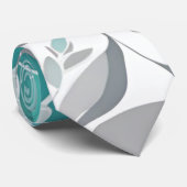 フローラルパターン、アクア、ティール(緑がかった色)、ターコイズ、グレー ネクタイ (ロール)