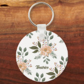 フローラルパターン – キパーソナライズされたーチェーン キーホルダー (正面)