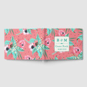 フローラルパターン – コーラルピンクパーソナライズされたゲストブック ゲストブック (全面)