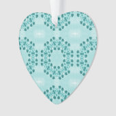 フローラルパターン、ティール（緑がかった色）ブルー オーナメント (正面)