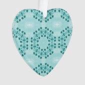 フローラルパターン、ティール（緑がかった色）ブルー オーナメント (正面)