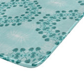 フローラルパターン、ティール（緑がかった色）ブルー カッティングボード (角)