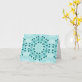 フローラルパターン、ティール（緑がかった色）ブルー カード (黄色い花)