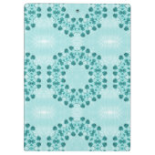 フローラルパターン、ティール（緑がかった色）ブルー クリップボード (裏面)