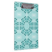 フローラルパターン、ティール（緑がかった色）ブルー クリップボード (右)