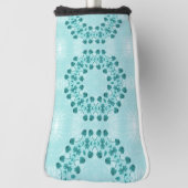 フローラルパターン、ティール（緑がかった色）ブルー ゴルフヘッドカバー (回転90)