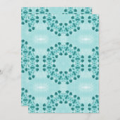 フローラルパターン、ティール（緑がかった色）ブルー シーズンカード (正面/裏面)