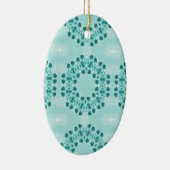 フローラルパターン、ティール（緑がかった色）ブルー セラミックオーナメント (右)