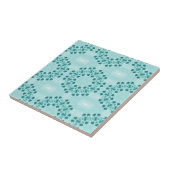 フローラルパターン、ティール（緑がかった色）ブルー タイル (側面)