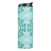 フローラルパターン、ティール（緑がかった色）ブルー タンブラー (回転左)