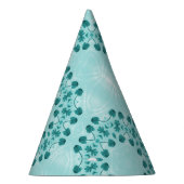 フローラルパターン、ティール（緑がかった色）ブルー パーティーハット (右)