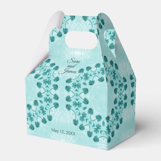 フローラルパターン、ティール（緑がかった色）ブルー フェイバーボックス (正面サイド)