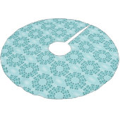 フローラルパターン、ティール（緑がかった色）ブルー ブラッシュドポリエステルツリースカート (アングル)