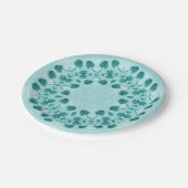 フローラルパターン、ティール（緑がかった色）ブルー ペーパープレート (アングル)