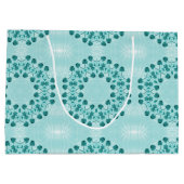 フローラルパターン、ティール（緑がかった色）ブルー ラージペーパーバッグ (裏面)