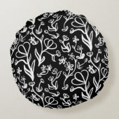 フローラルパターン（白、黒） ラウンドクッション (裏面)
