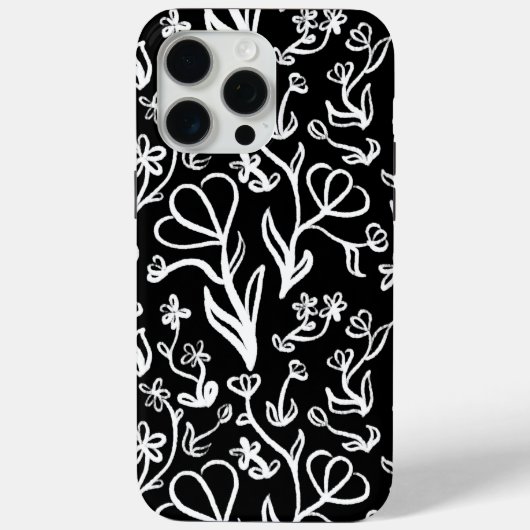 フローラルパターン（白、黒） Case-Mate iPhoneケース (裏面)