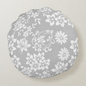 フローラルパターン.b LグレーBG ラウンドクッション (裏面)