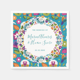 フローラルパタ結婚ーンパーソナライズされたメキシコ スタンダードカクテルナプキン