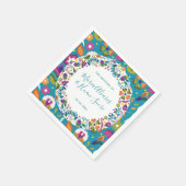 フローラルパタ結婚ーンパーソナライズされたメキシコ スタンダードカクテルナプキン (角)