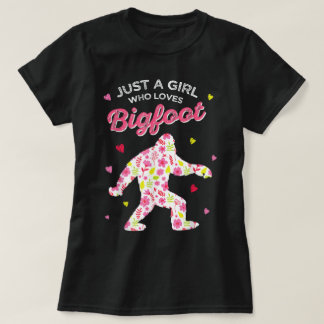 フローラルビッグフットラバーズガールズデザイン Tシャツ
