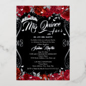 フローラルビーレッドブラックミスカンスキンセアニェラ 箔招待状 (正面)