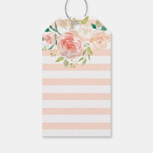 フローラルピーチシック赤ちゃんガールシャワーゲストハウス ギフトタグ (裏面)