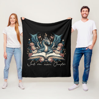フローラルファンタジー本ドラゴン フリースブランケット