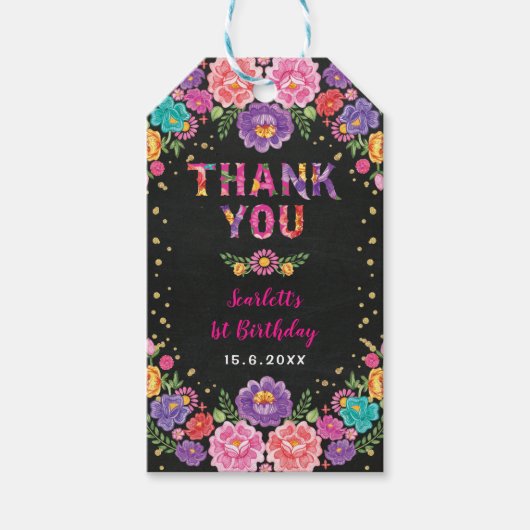 フローラルフィエスタバースデーリトルセノリタサンキュー ギフトタグ (正面)