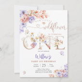 フローラルフェアリー 1歳の誕生日招待状 招待状 (正面)