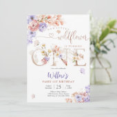 フローラルフェアリー 1歳の誕生日招待状 招待状 (スタンド正面)
