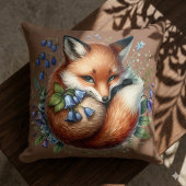 フローラルフォックスの植物画風の森の芸術 クッション