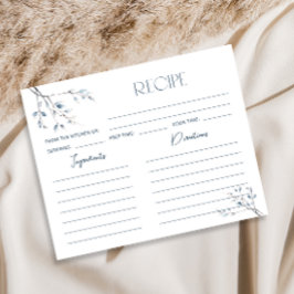 フローラルブルーボタニカルブライダルシャワーレシピカード