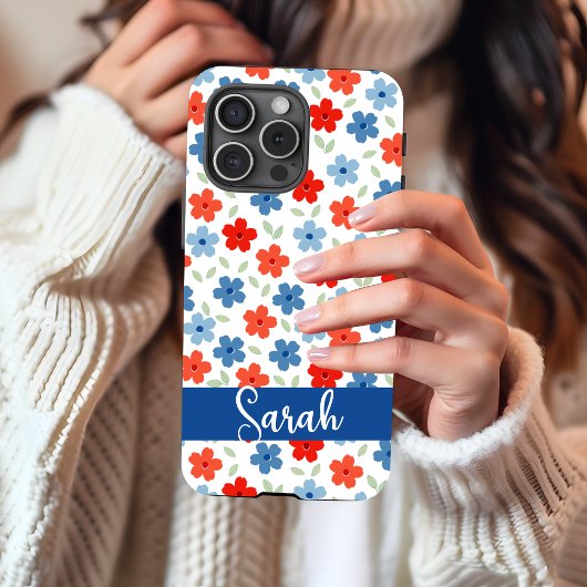 フローラルブルー ブルーiPhone 15ケース Case-Mate iPhoneケース