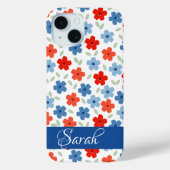 フローラルブルー ブルーiPhone 15ケース Case-Mate iPhoneケース (裏面)