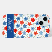 フローラルブルー ブルーiPhone 15ケース Case-Mate iPhoneケース (裏面 (横))