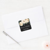 フローラルベージュの黒と白の結婚式の引出物 スクエアシール (封筒)