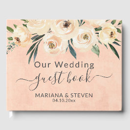 フローラルベージュピーチの結婚式ゲストブック ゲストブック