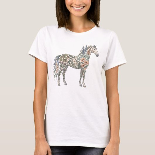 フローラルホース ダークボタニカル Tシャツ (正面)
