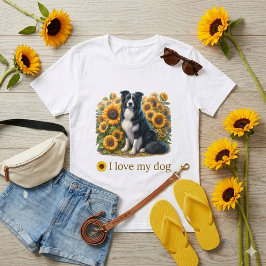 フローラルボーダーコリー母の日ギフト Tシャツ