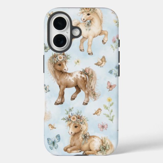 フローラルミニチュアポニーのスマホケース Case-Mate iPhoneケース (裏面)