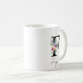 フローラルモノグラム - Fの文字 コーヒーマグカップ (正面右)