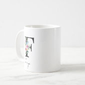 フローラルモノグラム - Fの文字 コーヒーマグカップ (正面左)