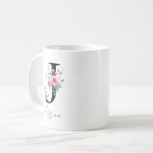 フローラルモノグラム - J コーヒーマグカップ (正面左)