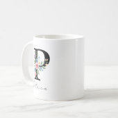フローラルモノグラム - P コーヒーマグカップ (正面左)