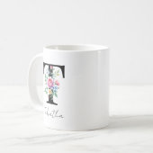 フローラルモノグラム - T コーヒーマグカップ (正面左)