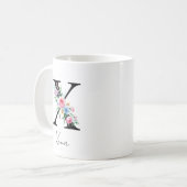 フローラルモノグラム - X文字 コーヒーマグカップ (正面左)